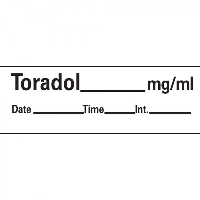 Anesthesia Tape With Date, Time, And Initial Removable Toradol Mg/Ml 1" Core 1/2" X 500" Imprints White 333 500 Inches Per Roll