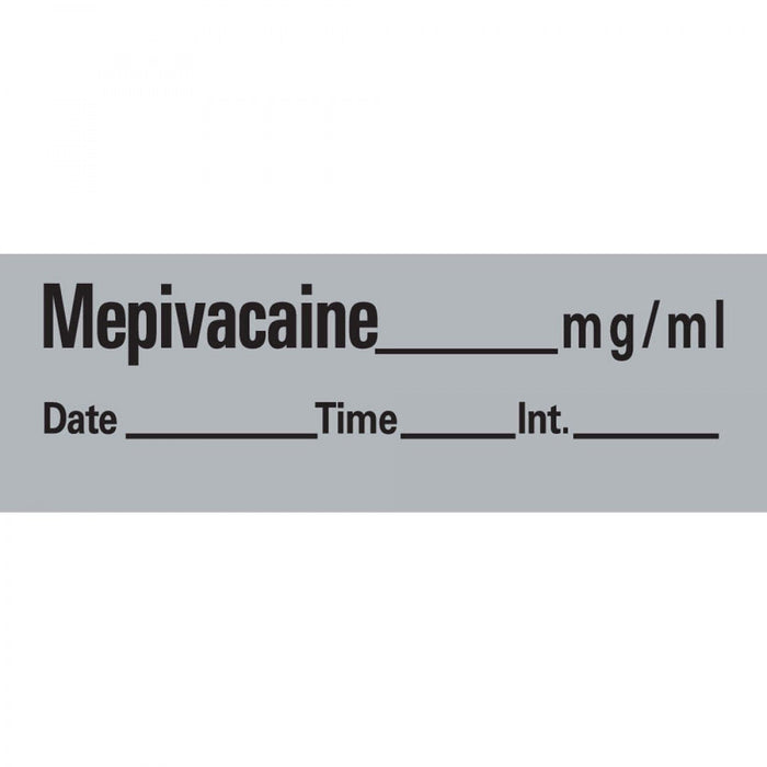 Anesthesia Tape With Date, Time, And Initial Removable Mepivacaine Mg/Ml 1" Core 1/2" X 500" Imprints Gray 333 500 Inches Per Roll