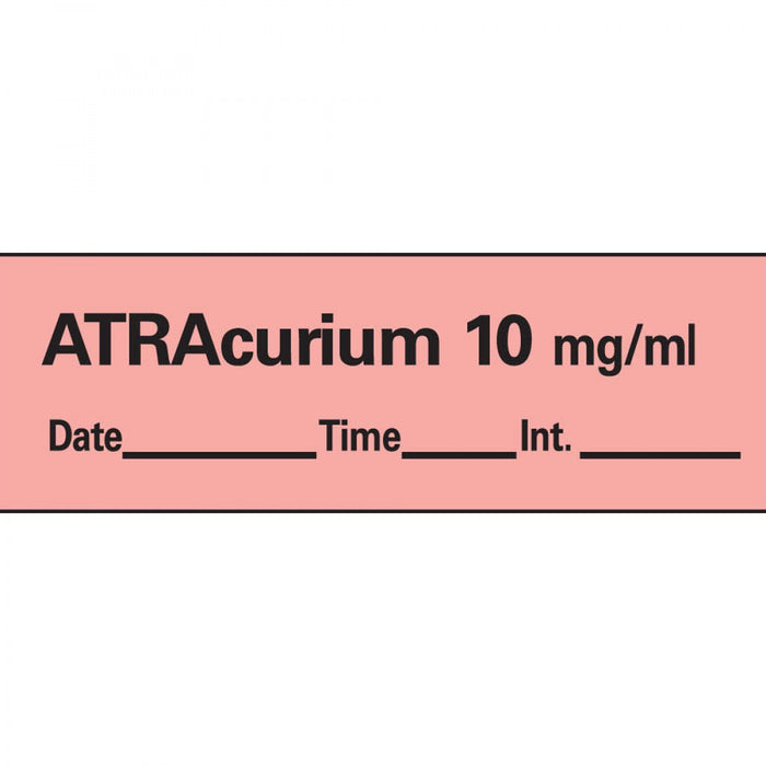Anesthesia Tape With Date, Time, And Initial Removable Atracurium 1"0 Mg/Ml 1 Core 1/2" X 500" Imprints Fl. Red 333 500 Inches Per Roll