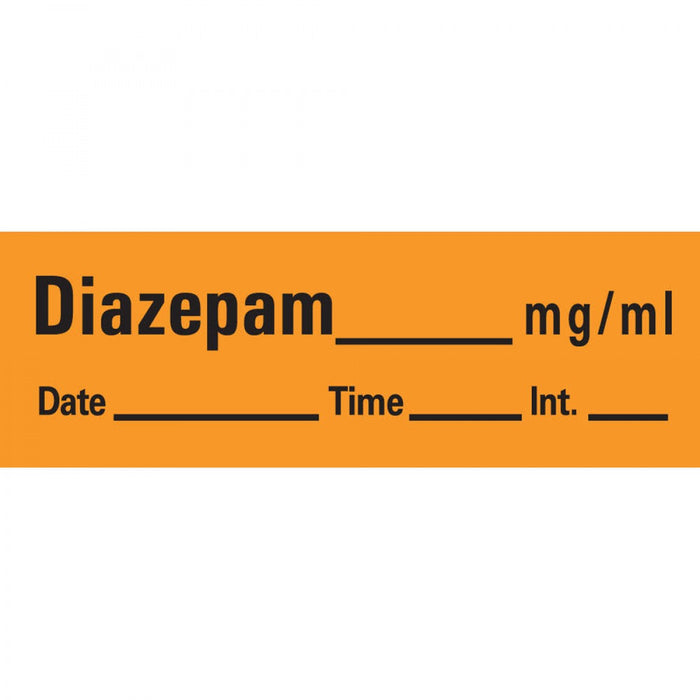Anesthesia Tape With Date, Time, And Initial Removable Diazepam Mg/Ml 1" Core 1/2" X 500" Imprints Orange 333 500 Inches Per Roll