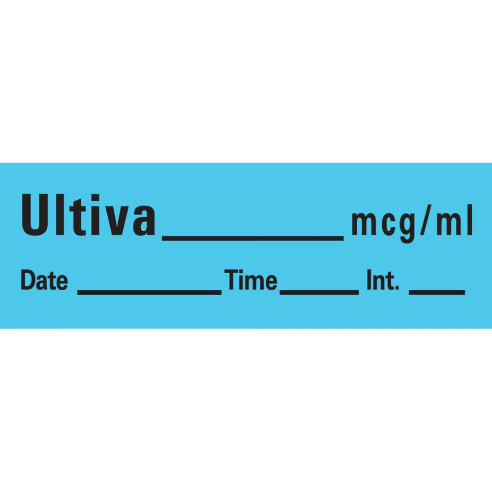 Anesthesia Tape With Date, Time, And Initial Removable Utiva Mcg/Ml Date 1" Core 1/2" X 500" Imprints Blue 333 500 Inches Per Roll