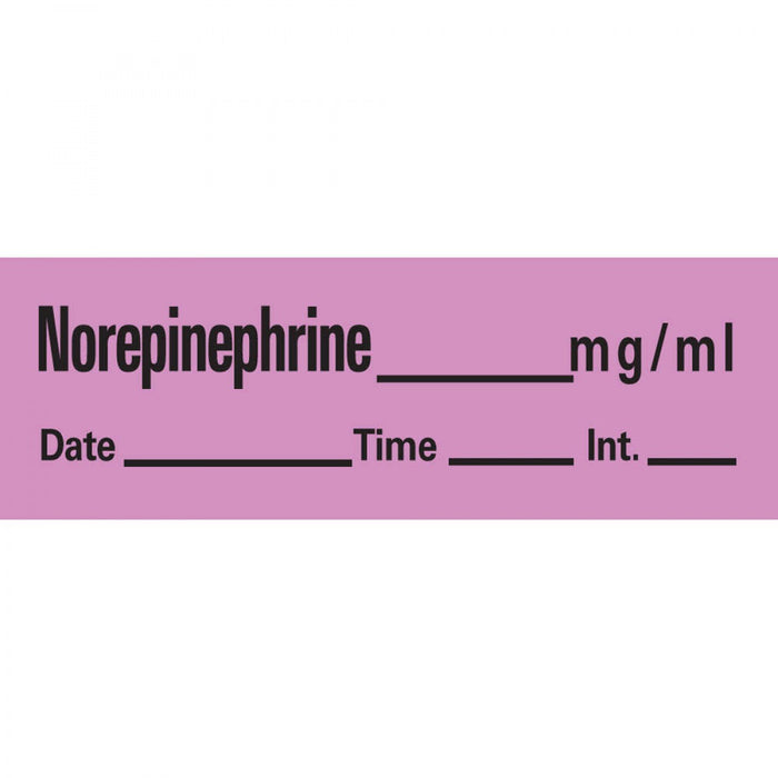 Anesthesia Tape With Date, Time, And Initial Removable Norepinephrine Mg/Ml 1" Core 1/2" X 500" Imprints Violet 333 500 Inches Per Roll