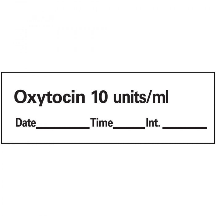 Anesthesia Tape With Date, Time, And Initial Removable Oxytocin 10 Units/Ml 1" Core 1/2" X 500" Imprints White 333 500 Inches Per Roll
