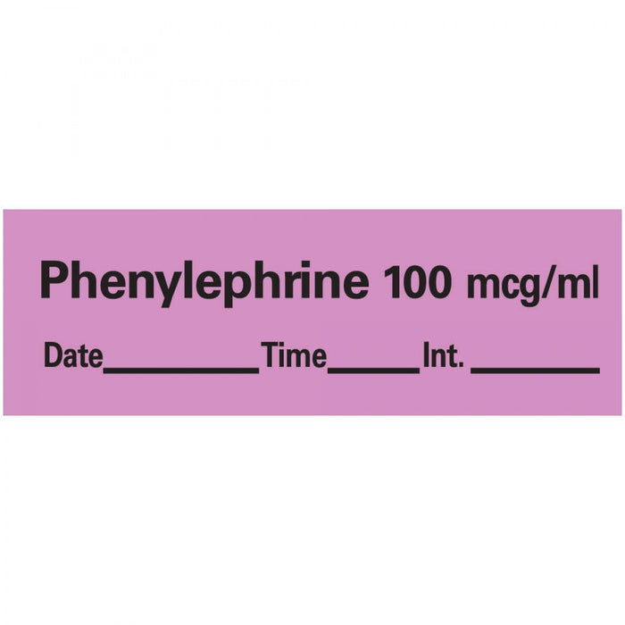 Anesthesia Tape With Date, Time, And Initial Removable Phenylephrine 100 Mcg/Ml 1 Core 1/2" X 500" Imprints Violet 333 500 Inches Per Roll