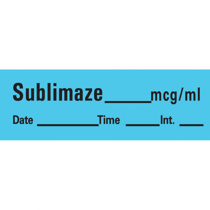 Anesthesia Tape With Date, Time, And Initial Removable Sublimaze Mcg/Ml 1" Core 1/2" X 500" Imprints Blue 333 500 Inches Per Roll