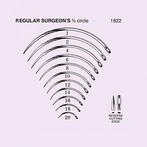 Anchor Products Reg Surgeon Needles - Surgical Needle, 3/8 Circle, Reverse Cut, Sterile, Size 12 - 1822-12DC