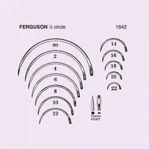Anchor Products Ferguson Needles - 1/2 Circle Round Body Ferguson Needle with Taper Point, Size 10, Disposable Gross Boxes - 1842-10DG