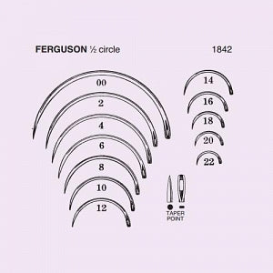 Anchor Products Ferguson Needles - 1/2 Circle Round Body Ferguson Needle with Taper Point, Size 14 - 1842-14DC
