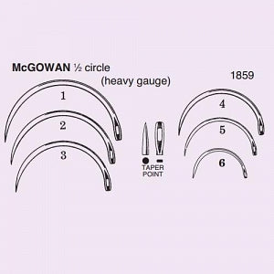 Anchor Prod McGowan Needle 1/2 Circle Taper Pt - McGowan Needle, 1/2 Circle, Taper Point, Size 1 - 1859-1DC