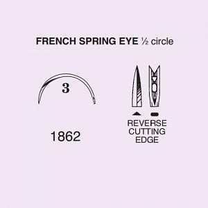 Anchor Products French Spring Eye Needle - French Spring-Eye Needle, 1/2 Circle, Taper Point, Size 3 - 1862-3DC