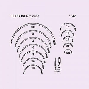 Anchor Products Ferguson Needles - 1/2 Circle Round Body Ferguson Needle with Taper Point, Size 14 - 1842-14DC