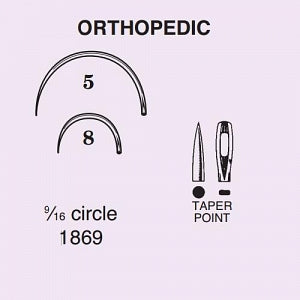 Anchor Products Orthopedic Taper Point Surgical Needles - Orthopedic 9/16 Circle Taper Point Needle, Size 5 - 1869-8DC