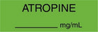 Medline Anesthesia Syringe Labels - Atropine Green mg / mL Tape - AT2