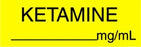 Medline Anesthesia Syringe Labels - Ketamine Yellow mg / mL Tape - AT36
