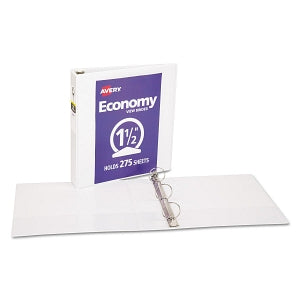 Avery Economy Round-Ring View Binders - White 1.5" Capacity Round Ring Economy View Binder - 05726