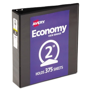 Avery Economy Round-Ring View Binders - Black 2" Capacity Round Ring Economy View Binder - 05730