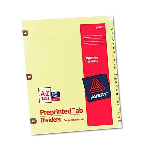 Avery-Dennison Copper-Reinforced Preprinted Tab Dividers - Preprinted Laminated Tab Dividers with Copper Reinforced Holes, 25-Tab, Letter - 24280