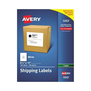 Avery-Dennison Easy-Peel White Address Labels - Copier Full-Sheet Labels, 8-1/2" x 11", White, 1 Label / Sheet - 5353