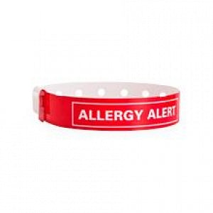 Identiplus Poly Allergy Alert Narrow Wristbands - Poly Allergy Wristband, Red, Narrow - ALR-PA-03
