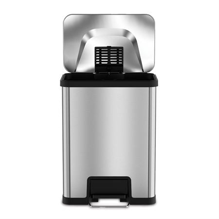 AirStep Technology Step Can 13gal Step Can with AirStep Technology - Stainless Steel with Black Trim - 16.5"W x 10.5"D x 21.5"H