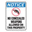 No Firearms Allowed Notice Sign 10"W x 7"H - Aluminum