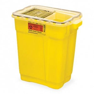 BD Chemotherapy Sharps Collectors - Yellow Chemotherapy Sharps Collector with Liquid Absorbing Pad and One-Piece Hinge Cap, 3 gal. - 305076