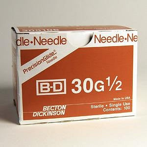 BD Conventional Needles - Specialty Hypodermic Needle with Regular Bevel, Sterile, 30 G x 1" - 305128