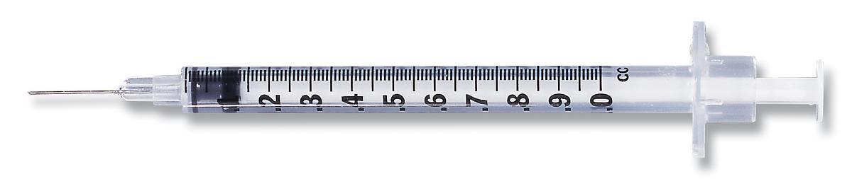 BD Allergy Syringe w/PrecisionGlide Needle - Allergy Syringe with Needle, 1 mL, 28G x 1/2" - 305500