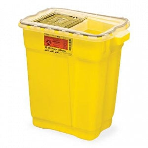 BD Chemotherapy Sharps Collectors - Yellow Chemotherapy Sharps Collector with Liquid Absorbing Pad and Slide Top with Gasket, 9 gal. - 305604
