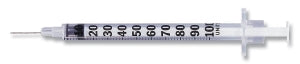 BD Insulin Syringe with Needle - 1 mL Insulin Syringe with 27G x 5/8" Needle - 329412