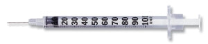 BD Insulin Syringe with Needle - 1 mL Insulin Syringe with 28G x 1/2" Needle - 329424
