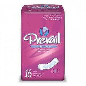 First Quality Products Prevail Bladder Control Pads - Prevail Incontinence Liner Pad, Moderate Absorbency, Long Length, 11", 16/Pack - BC-013