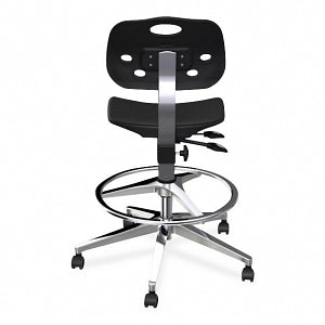 Biofit ArmorSeat Series Laboratory Chairs with ISO 6 Package - ArmorSeat Series Black Laboratory Chair with ISO 6 Package and Wide Aluminum Base without Arms, High Seat Height, 21" - 31" - GGW-H-RC-T-AFP-XA-ISO6-2DS-BLK