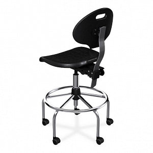 Biofit Unique U Series Chairs with ISO 6 Clean Room Package - Unique U Series Black Chairs with ISO 6 Clean Room Package, Steel Base and Chrome Finish without Arms, High Seat Height, 24" - 31" - UUS-H-RC-T-XF-XA-ISO6-2DS