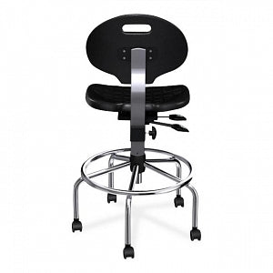 Biofit Unique U Series Chairs with ISO 6 Clean Room Package - Unique U Series Black Chairs with ISO 6 Clean Room Package, Steel Base and Chrome Finish without Arms, High Seat Height, 24" - 31" - UUS-H-RC-T-XF-XA-ISO6-2DS