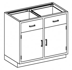 Blickman Health Ind Inc Stainless Steel Instrument Supply Cabinets - Instrument / Storage Cabinet, Stainless Steel Base, 2 Door, 2 Drawer, 47" x 22" x 35" - DD47HS