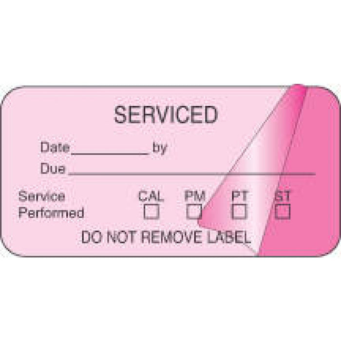 Label Self-Laminating Paper Removable Serviced Date 1" 1/2" Core 2 X 1 Fl. Pink 1000 Per Roll