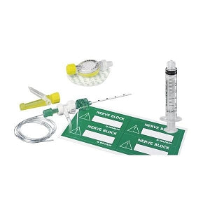 B Braun Medical Contiplex Tuohy Continuous Nerve Block Sets - Tuohy Nerve Block Set, Sideport Valve Assembly with Extension Tubing, 18G x 4", with Catheter with Closed Tip - 331693