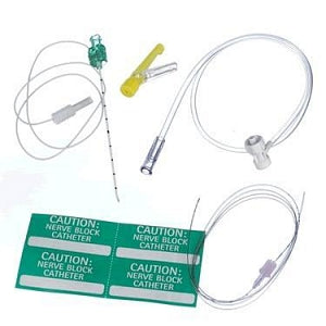 B Braun Medical Contiplex Tuohy Continuous Nerve Block Sets - Tuohy Nerve Block Set, Sideport Valve Assembly with Extension Tubing, 18G x 4", with Catheter with Closed Tip - 331693