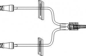 ICU Medical Extension Sets with Small Bore - Small Bore Bifuse Extension Set with 2 MicroClave Connectors, 2 Clamps, Rotating Luer, 7" - B33554