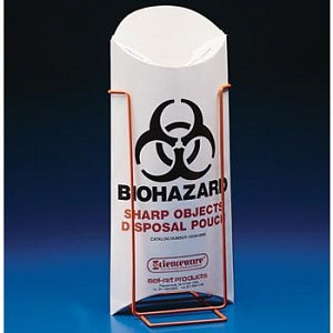 Bel-Art Products Bel-Art Biohazard Sharp Object Safety Pouches - Bel-Art Poxygrid Safety Pouch Stand for H13234-0000 - F13236-0000