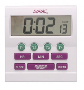 Bel-Art DURAC Digital Timers - H-B DURAC 4-Channel Electronic Timer / Clock with Certificate of Calibration, 99 hr., 59 min., 59 sec. - B61700-3300