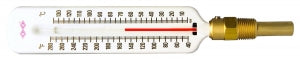 Bel-Art DURAC Refrigerant Thermometers - H-B DURAC Hot Water / Refrigerant Line Liquid-In-Glass Straight Thermometer, 5 to 120° C (40 to 260° F), Steel Well, Organic Liquid Fill - B60807-0100