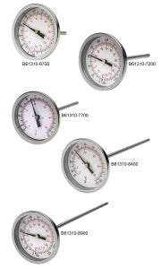 Bel-Art DURAC 1/2" NPT Dial Thermometers - H-B DURAC Bi-Metallic Dial Thermometer, 10 to 150° C (50 to 300° F), 1/2" NPT Threaded Connection, 75 mm Dial - B61310-9100