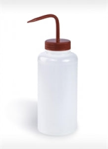 Bel-Art Wide-Mouth LDPE Color-Coded Wash Bottles - Bel-Art Wide-Mouth 1000 mL (32 oz.) Polyethylene Wash Bottles, Red Polypropylene Cap, 53 mm Closure, Pack of 4 - F11625-1000