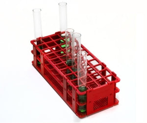 Bel-Art Products No-Wire Test Tube Racks - Bel-Art No-Wire Test Tube Rack for 16 to 20 mm Tubes, 40 Places, Red - F18746-0002