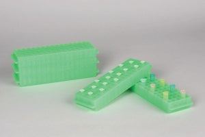 Bel-Art Products Reversible PCR and Centrifuge Tube Rack - Bel-Art Reversible PCR and Microcentrifuge Tube Rack for 0.2 mL or 1.5 to 2.0 mL Tubes, 80 Places, Fluorescent Green, Pack of 5 - F18845-0014
