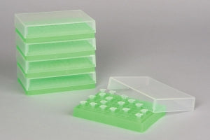 Bel-Art Products 96-Well PCR Racks - Bel-Art PCR Rack for 0.2 mL Tubes, 96 Places, Fluorescent Green, Pack of 5 - F18902-0002
