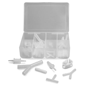Bel-Art Complete Plastic Fitting Assortment - 28-Piece Plastic Fitting Kit - F19626-0000