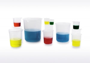 Bel-Art Graduated Griffin Low-Form Beakers - Bel-Art Graduated Griffin Low-Form 250 mL Beakers, Polypropylene, 50-mL Graduation, Pack of 6 - F26213-0000